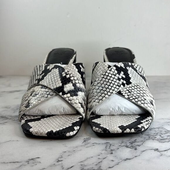 Marc Fisher Snakeskin Embossed Block Heel Sandals 9 - Picture 2 of 6